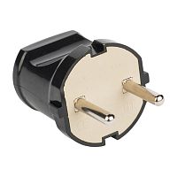 EKF Вилка прямая без заземления черная 6А 250В (AVP6-30)