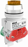 DEKRAFT Выключатель кнопочный ВK-30 ABLFP диам. 30мм желтый LED 220В (25049DEK)