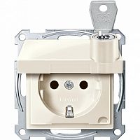 SCHNEIDER ELECTRIC Механизм розетки Schuko с крышкой запирающейся на замок бежевый (MTN2315-0344)