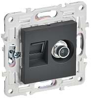 IEK SKANDY Розетка двойная TV+RJ45 кат.5E SK-A14T титан  (SK-AK20-1-K48)