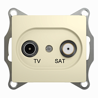 SCHNEIDER ELECTRIC GLOSSA Розетка телевизионная TV-SAT одиночная в рамку 1дБ бежевая (GSL000297)
