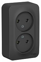 SCHNEIDER ELECTRIC BLANCA Розетка наружная двойная без заземления без шторок, 16А, 250В, антрацит (BLNRA000206)