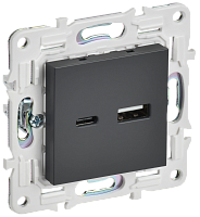 IEK SKANDY Розетка USB A+C 3,1А SK-R14T титан  (SK-U22-D31-K48)