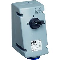 ABB Розетка кабельная 16А 2Р+Е IР44 на поверхность. 250В CEWE  (216 MVS6)  (2CMA167646R1000)