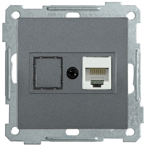 IEK РK10-1-Б Розетка компьютерная RJ45 Cat5e BOLERO антрацит IEK (EKB15-01-K95) IEK РK10-1-Б Розетка компьютерная RJ45 Cat5e BOLERO антрацит IEK (EKB15-01-K95)