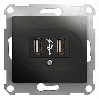 SCHNEIDER ELECTRIC GLOSSA Розетка USB антрацит в рамку (GSL000732)