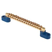 EKF Шина 0 N  (8х12мм) 18 отверстий латунь 2 синих угловых изолятора PROxima (sn0-125-18-2)