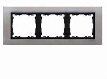 SIMON Рамка на 3 поста S82N нержавеющая сталь - графит (металл им.) (82837-37)