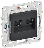 IEK SKANDY Розетка компьютерная двойная RJ45 кат.5E SK-K03G графит  (SK-K20-1-K53)