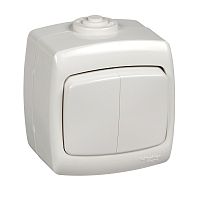 SCHNEIDER ELECTRIC РОНДО Выключатель двухклавишный наружный белый IP44 (VA510-228B-BI)