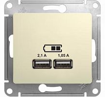SCHNEIDER ELECTRIC Розетка GLOSSA USB 5В/2100мА 2х5В/1050мА механизм бежевый (GSL000233)