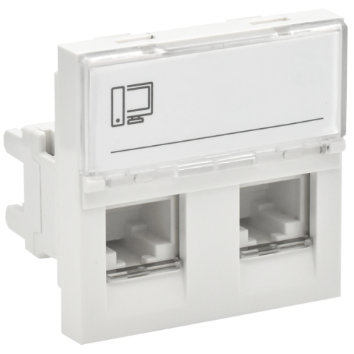 IEK PRIMER РКИ-22-00-П-6 Розетка компьютерная RJ45 UTP кат.6 (2 модуля 2 входа) белая  (PR-KK40D-RI-0-2-2C06U-K01)