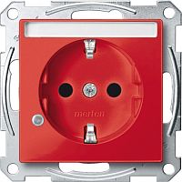 SCHNEIDER ELECTRIC Механизм розетки Schuko с полем для надписи с индикаторной лампой рубиновый (MTN2303-0306)