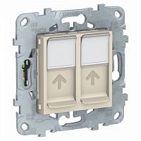 SCHNEIDER ELECTRIC Розетка UNICA NEW компьютерная RJ45 двойная категория 5е UTP бежевый (NU542044)