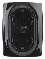 ЭРА Розетка 2X2P+E Schuko, 16A-250В, , чёрный, 12-2106-06 (Б0031233)
