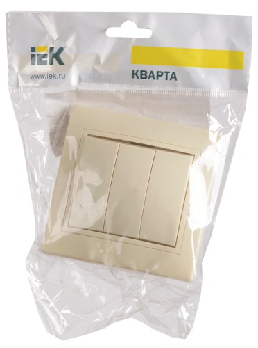 IEK Выключатель ВС10-3-0-ККм 3 клавиши 10А Кварта кремовый (EVK30-K33-10-DM) фото 2 IEK Выключатель ВС10-3-0-ККм 3 клавиши 10А Кварта кремовый (EVK30-K33-10-DM) фото 2