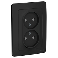 SCHNEIDER ELECTRIC BLANCA скрытой установки розетка двойная без заземления со шторками, 16А, 250В, антрацит (BLNRS000126)