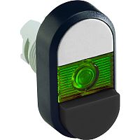 ABB Кнопка двойная MPD17-11G  (белая/черная-выступающая) зеленая линза с текстом  (I/O)  (1SFA611146R1102)