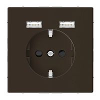 SCHNEIDER ELECTRIC Розетка Schuko MERTEN SDL с 2 USB c зарядным устройством 2.4 A мокко (MTN2366-6052)