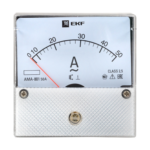 EKF Амперметр AM-A801 аналоговый на панель 80х80  (круглый вырез) 50А прямое подключение (ama-801-50) фото 2