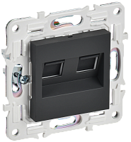 IEK SKANDY Розетка компьютерная двойная RJ45 кат.6 SK-K04G графит  (SK-K20-2-K53)