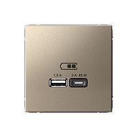 Systeme Electric ARTGALLERY USB Розетка A + тип-C 45Вт высокоскор.заряд. QC, PD, механизм, шампань (GAL000529)