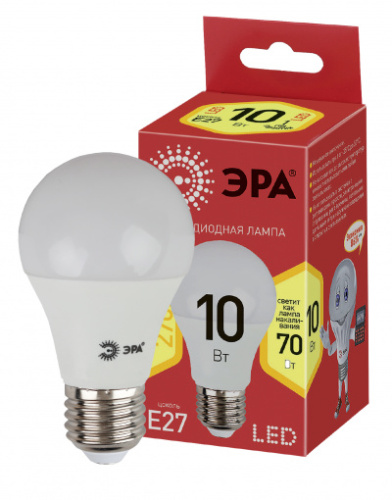 ЭРА Лампа светодиодная LED A60-10W-827-E27,груша,10Вт,тепл,E27 (Б0028006)