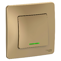 SCHNEIDER ELECTRIC BLANCA скрытой установки одноклавишный переключатель  (cх.6) с подсветкой, 10A, 250B, титан (BLNVS010614)