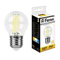 FERON Лампа светодиодная LED 5вт Е27 теплый шар FILAMENT (LB-61) (25581)