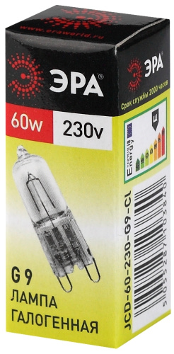 ЭРА Лампа накаливания галогенная G9-JCD-60-230V-CL  (галоген, капсула, 60Вт, нейтр, G9)   (100/1000/35 (C0027370) фото 4