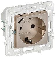 IEK SKANDY Розетка с заземлением с защитными шторками 16А с USB C 18Вт SK-R17Sh шампань  (SK-R14-16-U14-018-K37)