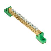 EKF Шина 0 PE 8x12мм 12 отверстий латунь с контактной пластиной 2 зелёных угловых изолятора  PROxima (sn0-125-12-2-pe)