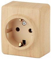 ЭРА Розетка 2P+E Schuko со шторками, 16A-250В, ОУ,  Эксперт, сосна, 11-2204-11 (Б0020690)