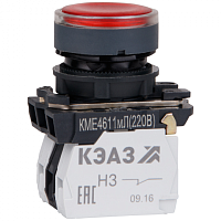 KEAZ Кнопка КМЕ4611мЛ-220В-красный-1но+1нз-цилиндр-индикатор-IP65-КЭАЗ (248251)