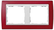 SIMON Рамка на 2 поста, S82, красный полупрозрачный - белый (82623-37)
