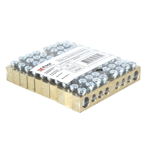 EKF Шина нулевая 8х12мм 125А 8 отверстий крепеж по краям латунь PROxima (sn0-125-8-k) фото 2