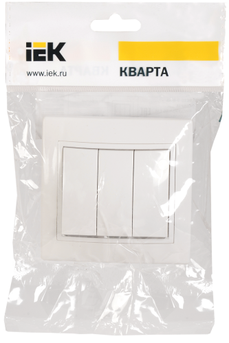 IEK КВАРТА Выключатель трехклавишный скрытый белый в сборе (EVK30-K01-10-DM) фото 2