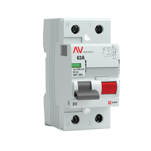 EKF Устройство защитного отключения DV 2P 63А/300мА  (S) AVERES (rccb-2-63-300-s-av)
