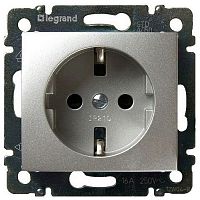 LEGRAND VALENA Розетка 2Р+Т немецкий стандарт алюминий (694342)