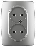 ЭРА Розетка 2X2P, 16A-250В, , алюминий, 12-2107-03 (Б0031240)