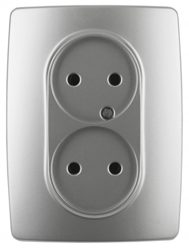 ЭРА Розетка 2X2P, 16A-250В, , алюминий, 12-2107-03 (Б0031240)