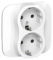 FLITE Розетка 2-местная с заземлением с защитными шторками 16А в сборе РСш12-0-А- белый (FI-R24A-16-K01)