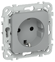FLITE Розетка с заземлением с защитными шторками безвинтовое крепление 16А  серый (FI-R14-16-1-K03)