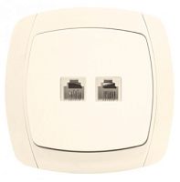 EKF Париж Розетка двойная Phone бежевая (EST01-134-20)