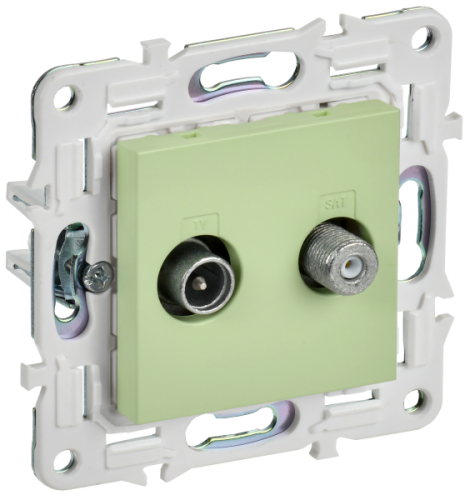 IEK SKANDY Розетка двойная TV+SAT SK-A13G мятный  (SK-AF20-O-K06)