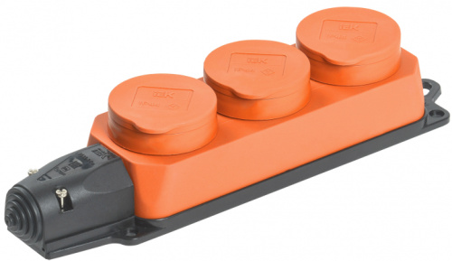 IEK РБ33-1-0м Розетка трехместная ОМЕГА IP44 оранжевая (PKR61-016-2-K09)