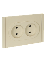 IEK FORTE&PIANO Розетка 2-местная без заземления с защитными шторками безвинтовое крепление 10А FP425 ваниль  (FP-R23-10-1-K10)