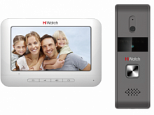 Hi-Watch Комплект аналогового видеодомофона c памятью до 200 снимков антивандальная вызывная панель с камерой разрешением 720 х 576 и ИК-подсветкой до 2м + 7&quot; цветной TFT монитор 800х480, 4-х проводнаясхема (DS-D100KF)