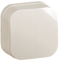 IEK GLORY Выключатель двухклавишный наружный кремовый 10А ВС20-2-0-ХК (EVH20-K33-10)