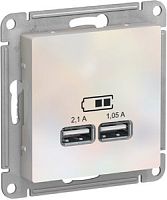 SCHNEIDER ELECTRIC Розетка ATLASDESIGN USB 5В 1 порт x 2,1 А 2 порта х 1,05 А механизм жемчуг (ATN000433)